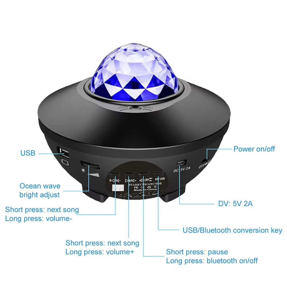 Alogy Starry Galaxy Night Light Galaxy Star Projector Sky Lamp Night Lamp USB LED Galaxy Moon Lamp Dream Projector Star Light Projector with Bluetooth Speaker Room Decoration