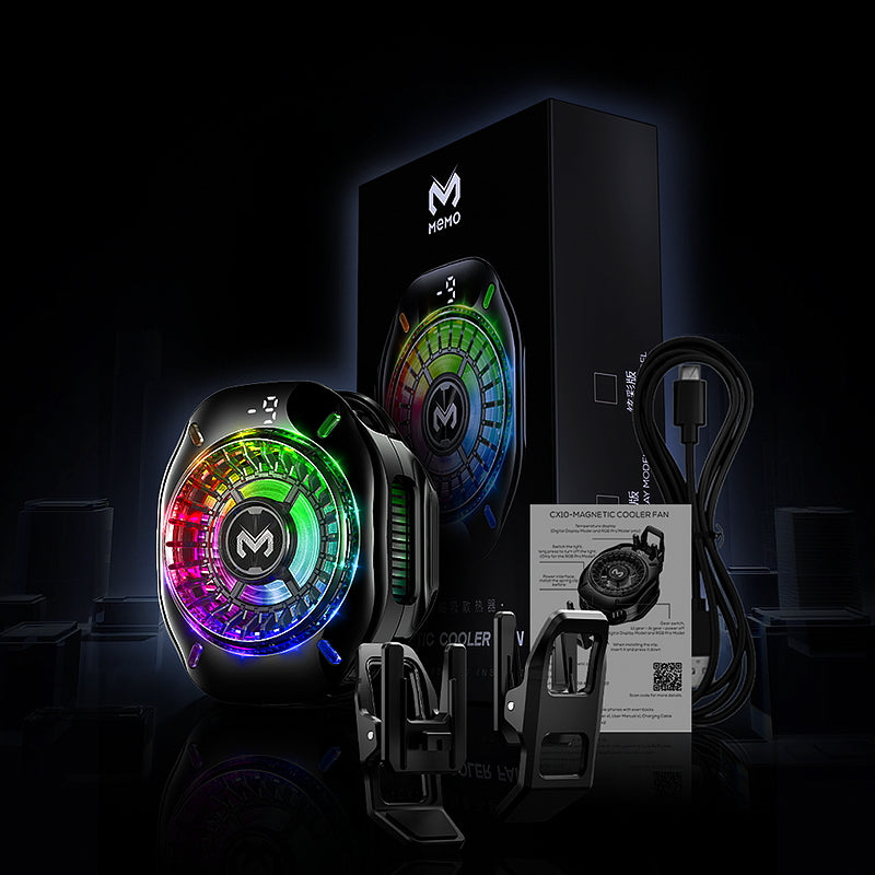Memo CX10 RGB Pro Model With Digital Display Magnetic and Cllip Mobile Cooling Fan for Gaming Mobile Cooler Phone Radiator