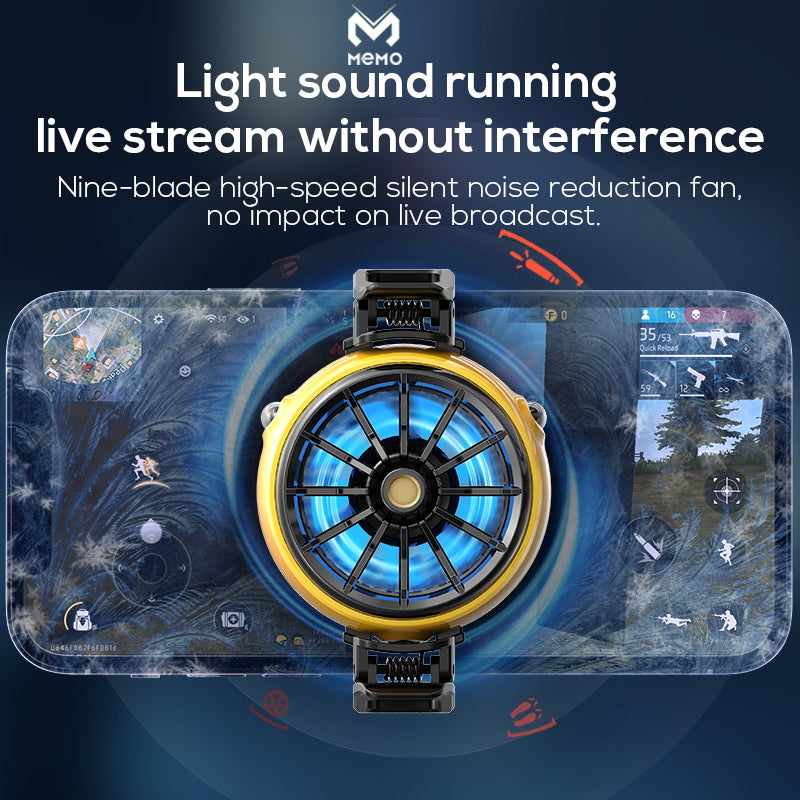 MEMO DLA6 Mobile Phone Radiator Phone Cooling Fan Case Cold Wind Handle Fan for PUBG Mobile Gaming Phone Cooler Phone Cooling Fan Case
