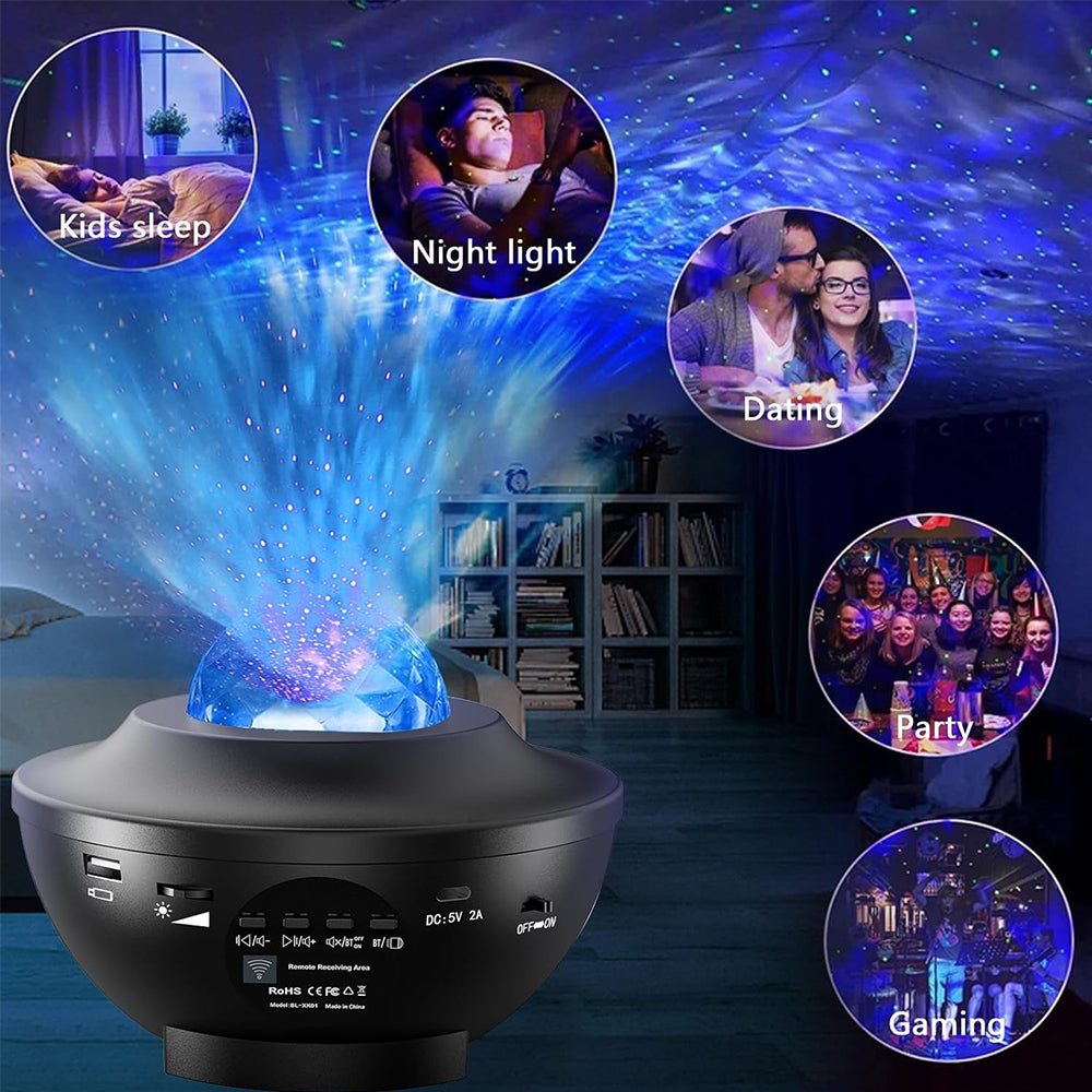 Alogy Starry Galaxy Night Light Galaxy Star Projector Sky Lamp Night Lamp USB LED Galaxy Moon Lamp Dream Projector Star Light Projector with Bluetooth Speaker Room Decoration