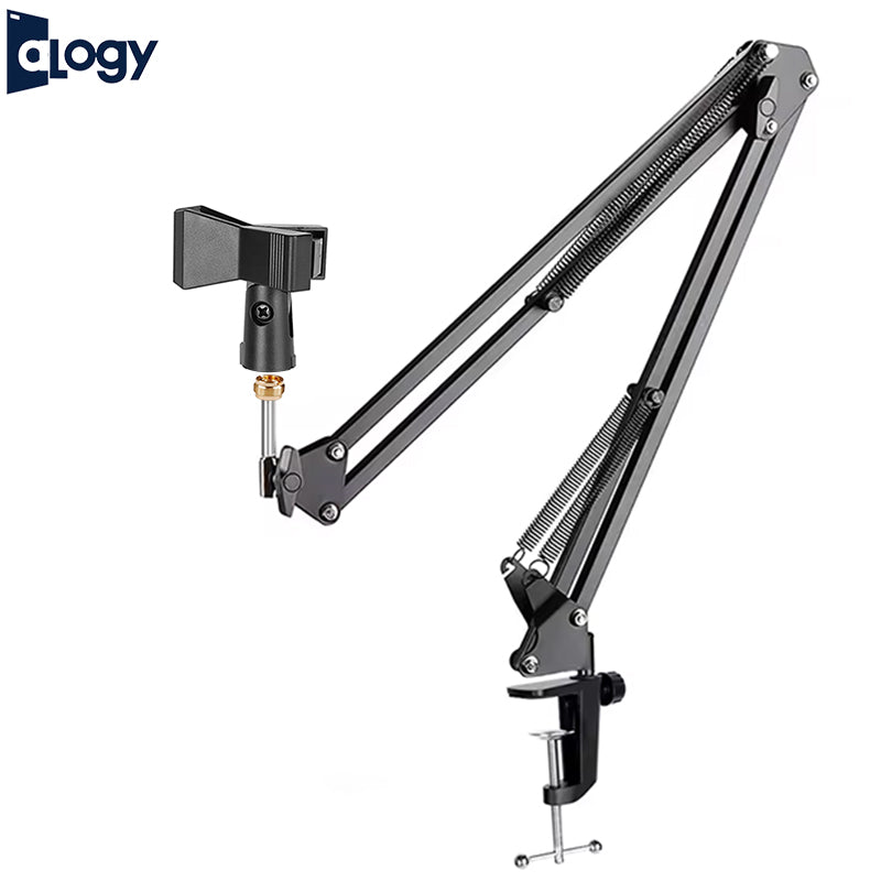 ALOGY Extendable Recording Microphone Scissor Arm Stand with Microphone Clip Table Mounting Clamp With 3/8" to 5/8" Connector