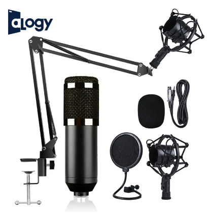 ALOGY Condenser Microphone Kit BM800 Adjustable Mic Suspension Scissor Arm, Shock Mount and Double-Layer Pop Filter for Studio Recording & Broadcasting Live steaming Gaming