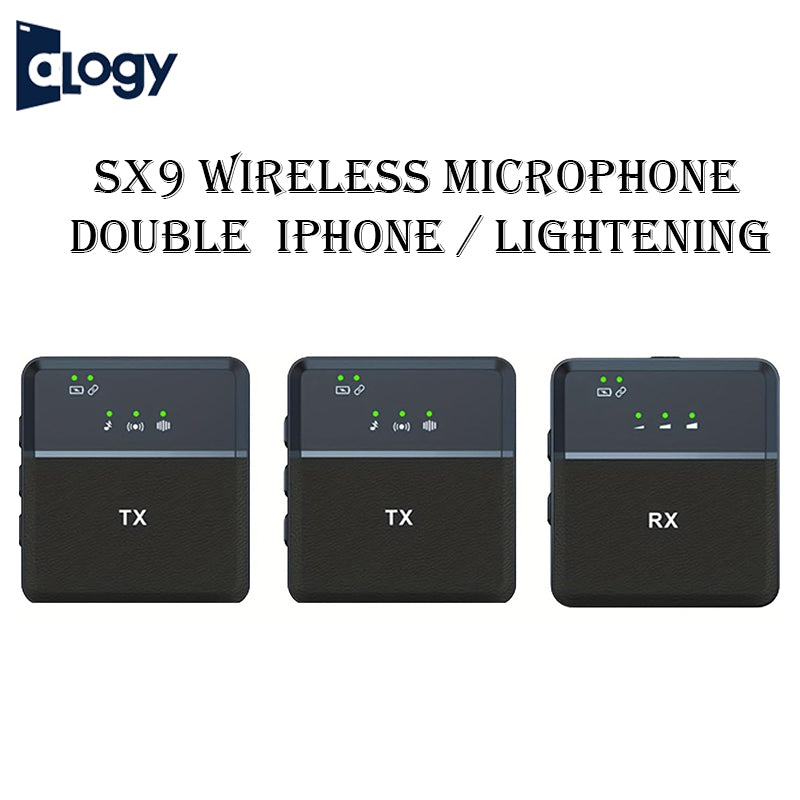 SX9 Double Wireless Microphone 1 Controller 2 Microphone Collar Mic Intelligent Noise Cancellation