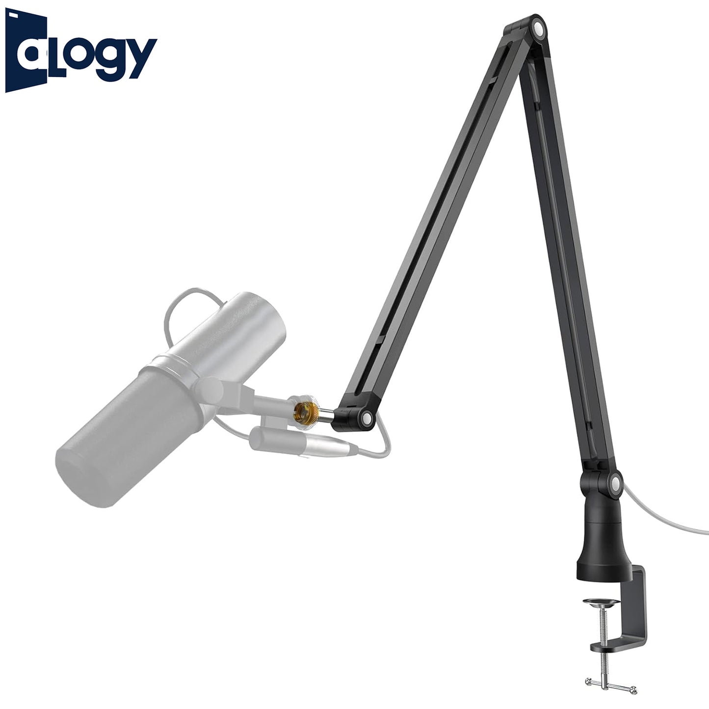 Alogy Boom ArmStand, 360° Rotatable Microphone Stand with Desk Mount, Foldable Desk Mic Arm with 3/8'' to 5/8'' Screw Adapter, Microphone Arm for Live Streaming, Gaming, Podcasting, Radio.