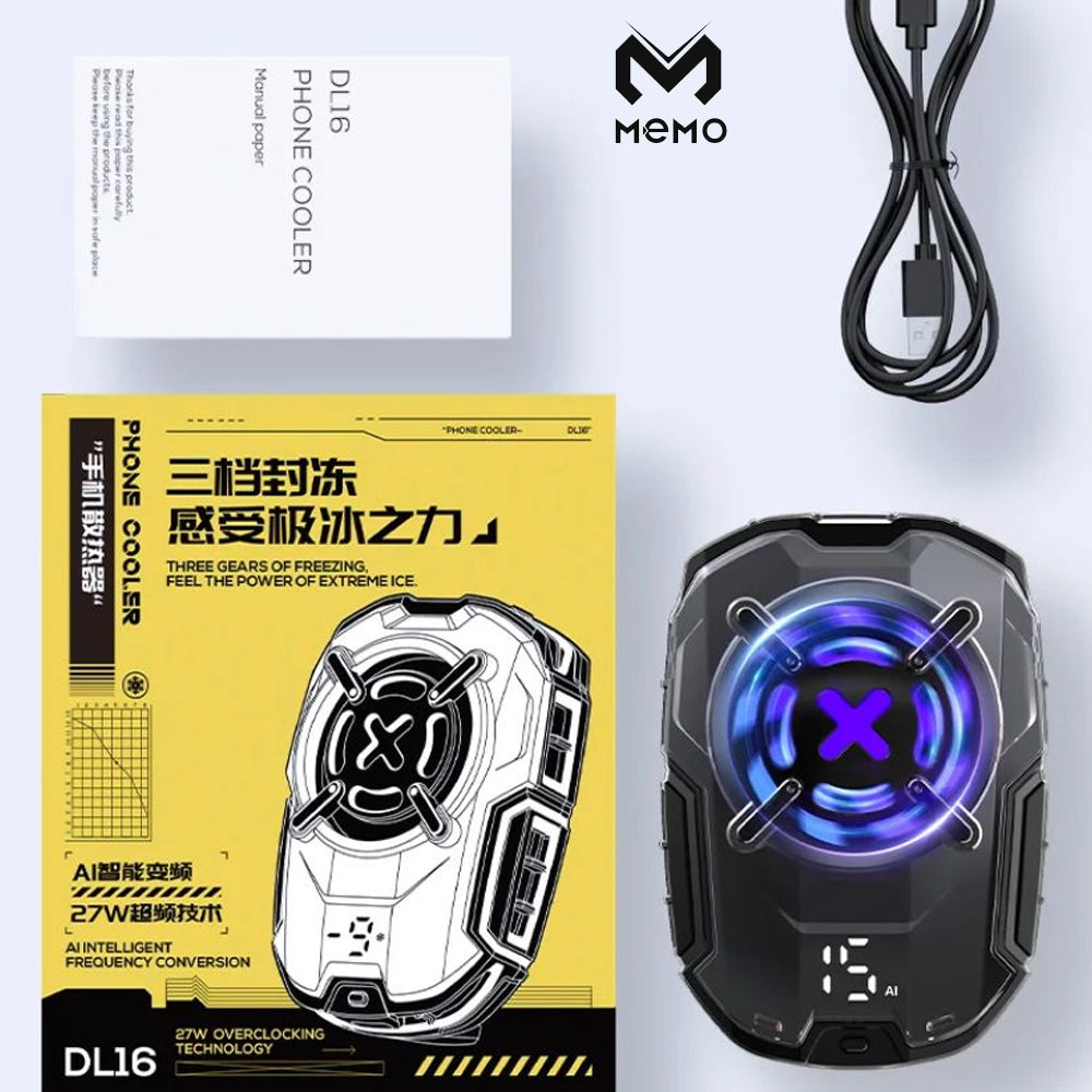 MEMO DL16 Mobile Phone Radiator Phone Cooling Fan Case Cold Wind Handle Fan for PUBG Mobile Gaming Phone Cooler Phone Cooling Fan Case