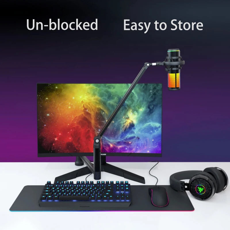 ALOGY Extendable Recording Microphone Scissor Arm Stand with Microphone Clip Table Mounting Clamp Microphone Suspension Stand Twist Boom Arm Bracket With Lifting Rod for Podcast Live Streaming Gaming.