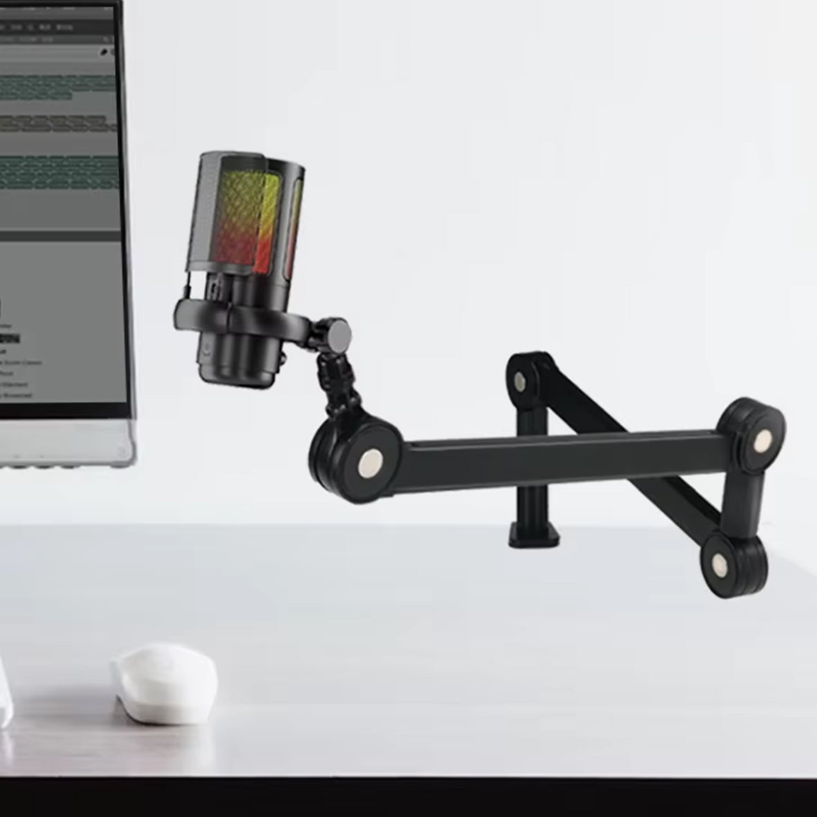 Alogy Boom ArmStand 180° Rotatable Microphone Stand with Desk Mount, Premium Quality Heavy Duty Rotatable Mic Stand Foldable Desk Mic Arm with 3/8'' to 5/8'' Screw Adapter, Microphone Arm for Live Streaming, Gaming, Podcasting, Radio
