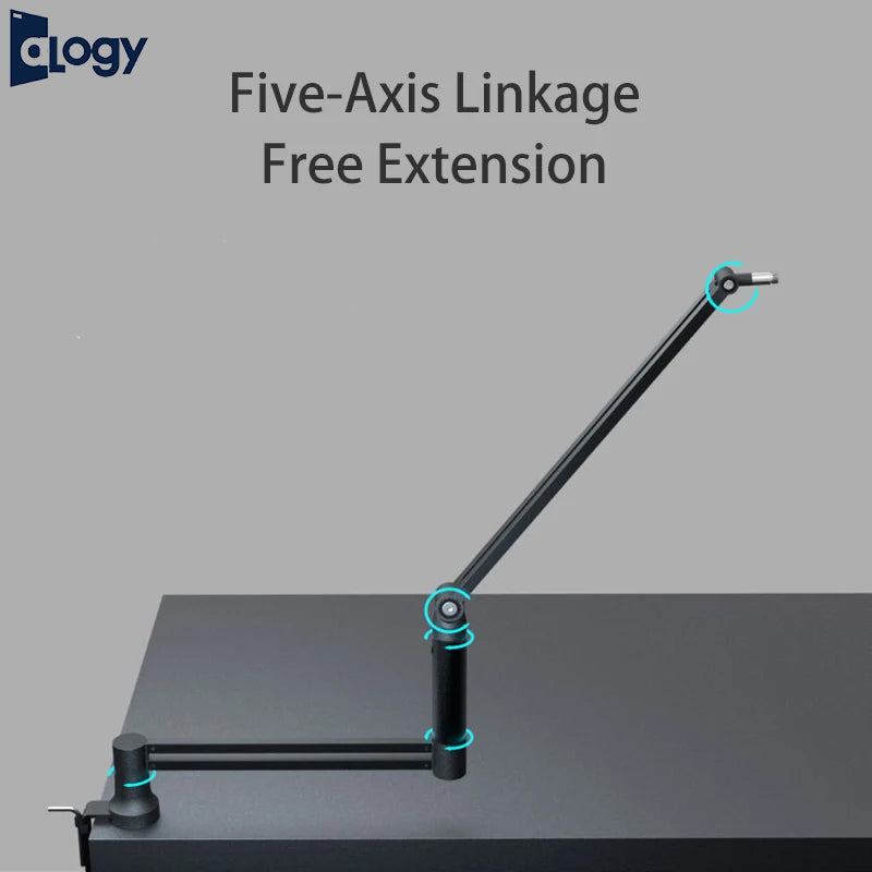 ALOGY Extendable Recording Microphone Scissor Arm Stand with Microphone Clip Table Mounting Clamp Microphone Suspension Stand Twist Boom Arm Bracket With Lifting Rod for Podcast Live Streaming Gaming.