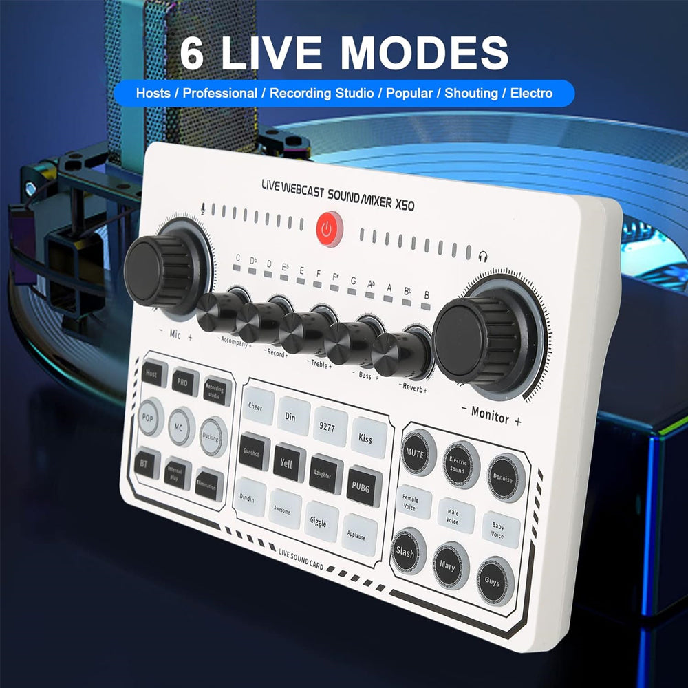 Alogy X50 Live Sound Card - 2 Mic Audio Mixer for Streaming, Podcasting, Recording, Gaming, and Voice Effects