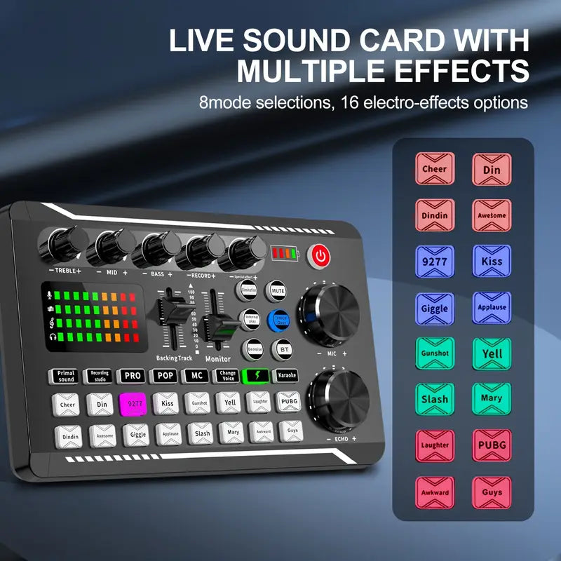 F998 MAX Live Sound Card - Dual Mic Compatible