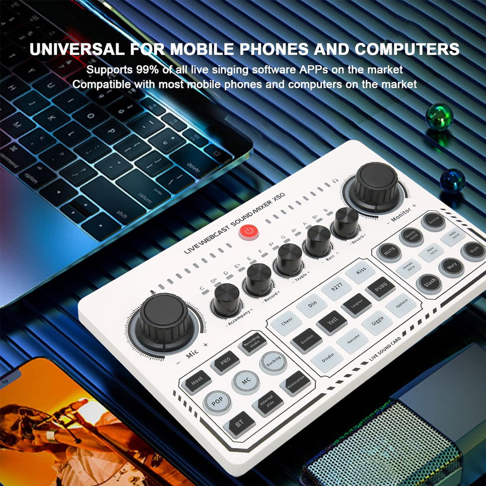 Alogy X50 Live Sound Card - 2 Mic Audio Mixer for Streaming, Podcasting, Recording, Gaming, and Voice Effects