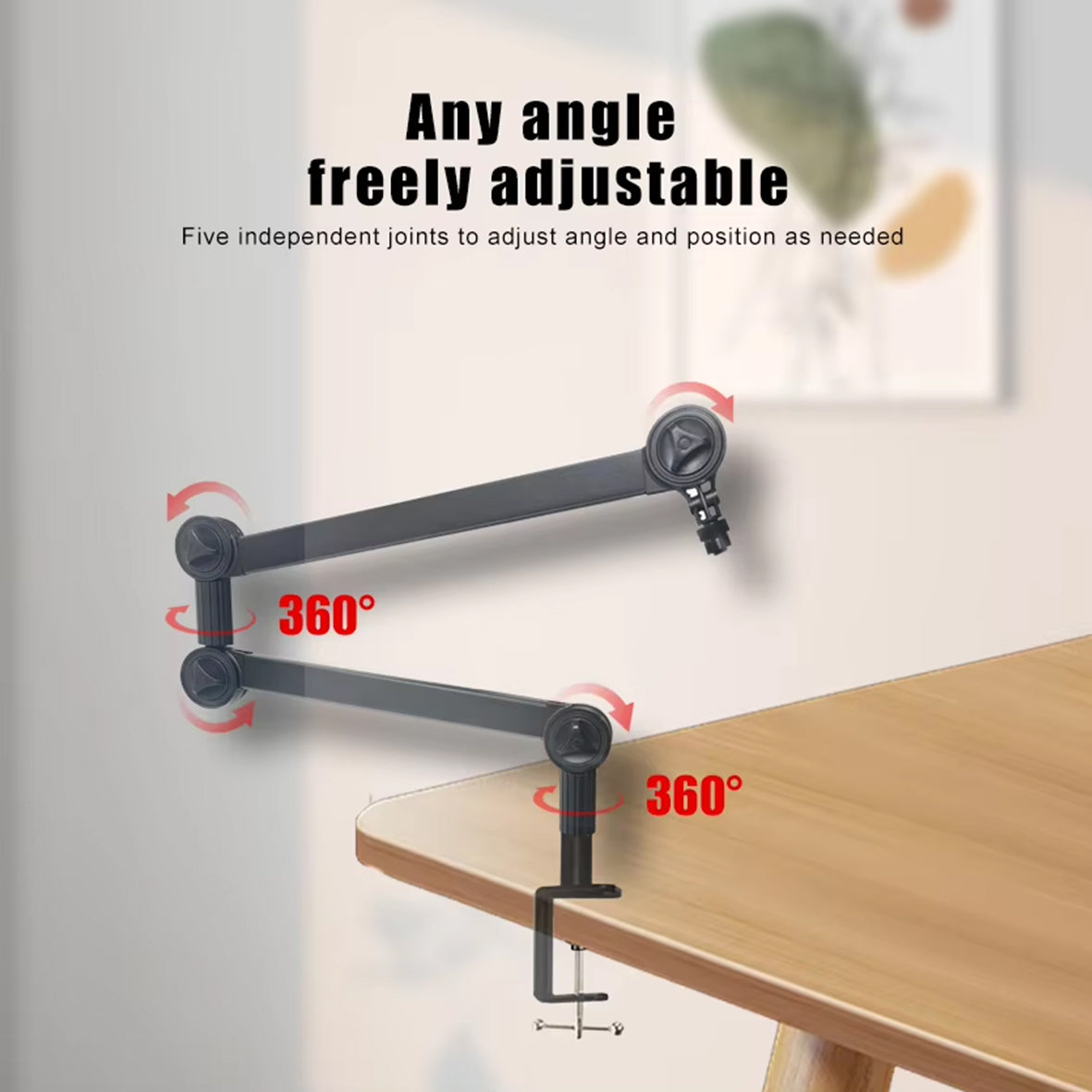 Alogy Boom ArmStand 180° Rotatable Microphone Stand with Desk Mount, Premium Quality Heavy Duty Rotatable Mic Stand Foldable Desk Mic Arm with 3/8'' to 5/8'' Screw Adapter, Microphone Arm for Live Streaming, Gaming, Podcasting, Radio