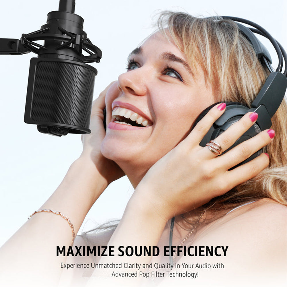 ALOGY Microphone Pop Filter Shield Dual Layers U Shape Microphone Wind Proof Screen for Recording Singing Live Streaming