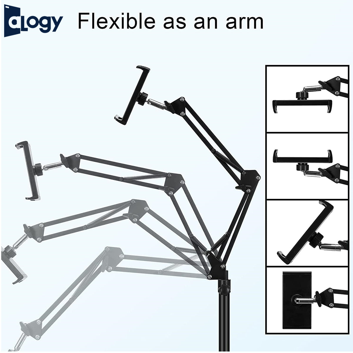 Alogy Hold Up Tabletop, Adjustable Portable Foldable Floor Stand Tablet Mobile Stand Floor Desk Sofa Bed Stand Gooseneck 360 Rotating With ArmStand