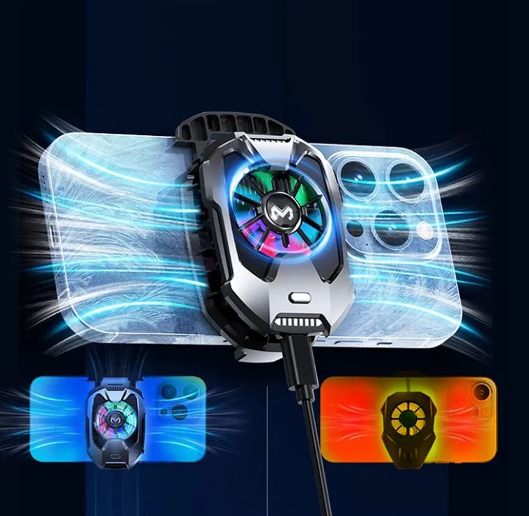 MEMO DLA8 Mobile Phone Radiator Phone Cooling Fan Case Cold Wind Handle Fan for PUBG Mobile Gaming Phone Cooler Phone Cooling Fan Case