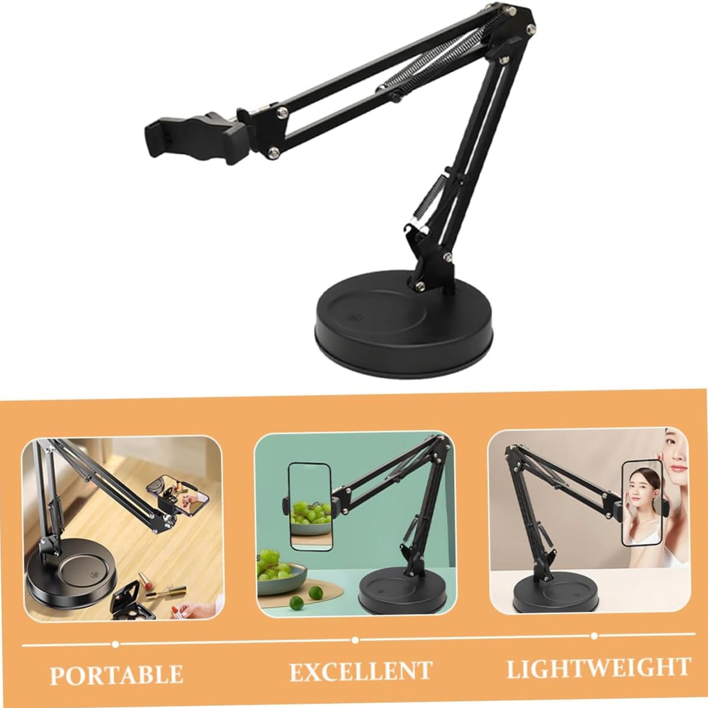 Adjustable Desktop Mobile Stand - Flexible Arm for Hands-Free Viewing Good For Online Classes Streaming