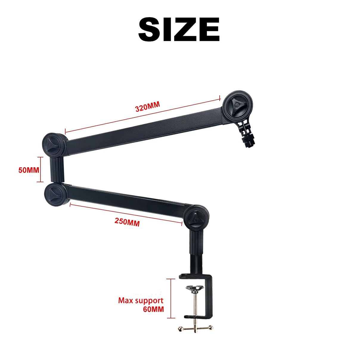 Alogy Boom ArmStand 180° Rotatable Microphone Stand with Desk Mount, Premium Quality Heavy Duty Rotatable Mic Stand Foldable Desk Mic Arm with 3/8'' to 5/8'' Screw Adapter, Microphone Arm for Live Streaming, Gaming, Podcasting, Radio