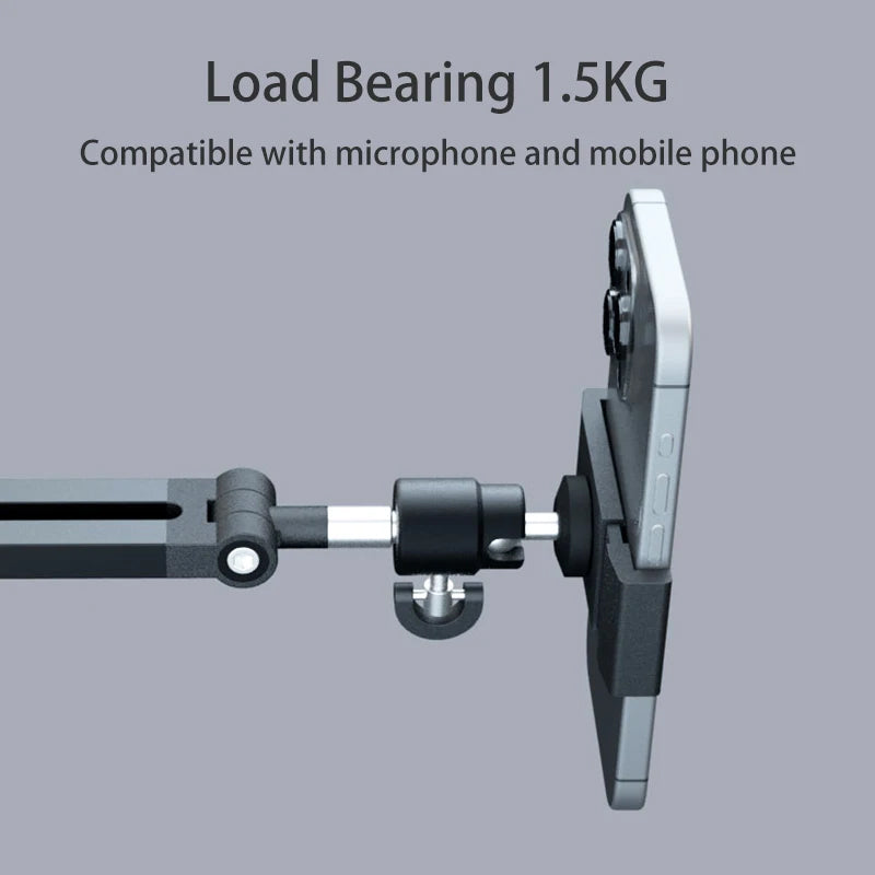 ALOGY Extendable Recording Microphone Scissor Arm Stand with Microphone Clip Table Mounting Clamp Microphone Suspension Stand Twist Boom Arm Bracket With Lifting Rod for Podcast Live Streaming Gaming.
