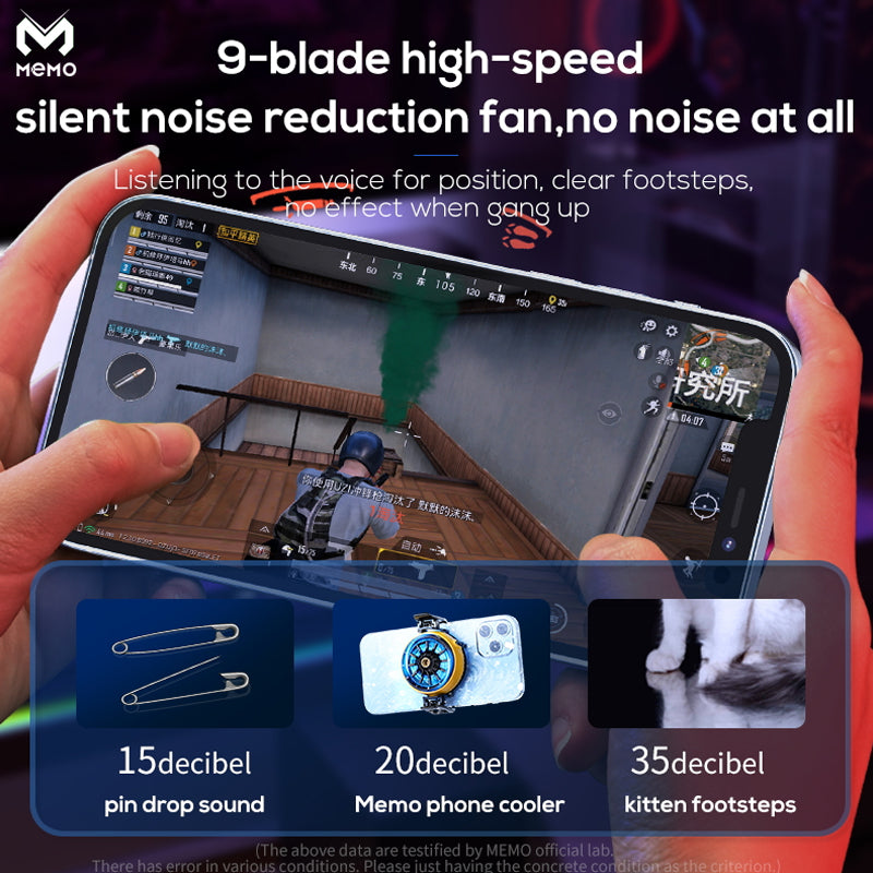 MEMO DLA6 Mobile Phone Radiator Phone Cooling Fan Case Cold Wind Handle Fan for PUBG Mobile Gaming Phone Cooler Phone Cooling Fan Case
