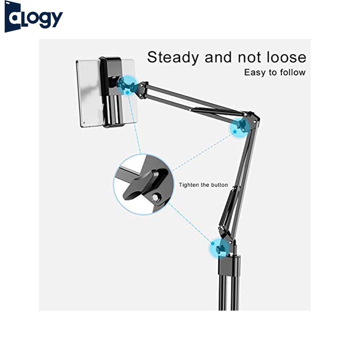 Alogy Hold Up Tabletop, Adjustable Portable Foldable Floor Stand Tablet Mobile Stand Floor Desk Sofa Bed Stand Gooseneck 360 Rotating With ArmStand