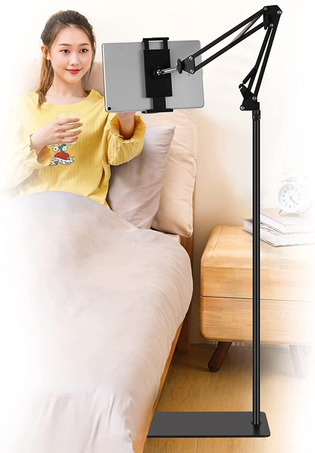 Alogy Hold Up Tabletop, Adjustable Portable Foldable Floor Stand Tablet Mobile Stand Floor Desk Sofa Bed Stand Gooseneck 360 Rotating With ArmStand