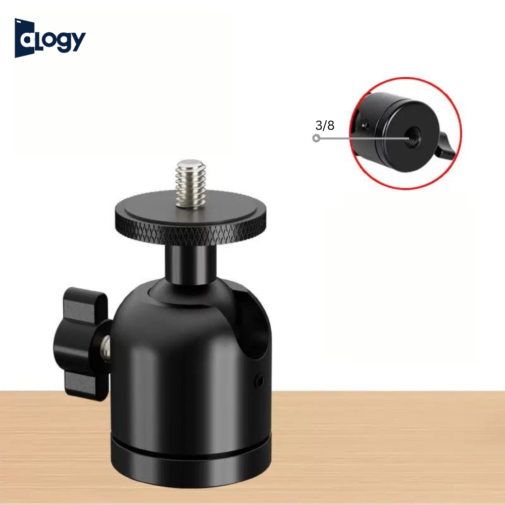 Big Ball Head Mount 360° Rotatable with 1/4 Screw & 3/8 Thread – Heavy Duty Camera & Mobile Holder Adapter