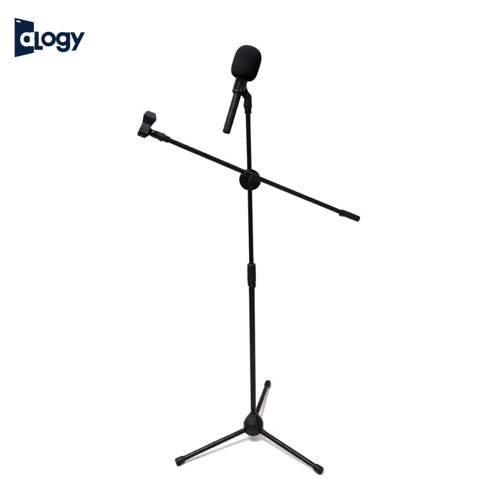 Dual Microphone Floor Stand with Mic Handle Adjustable Boom Arm | Tripod Base Mic Holder for Recording & Singing