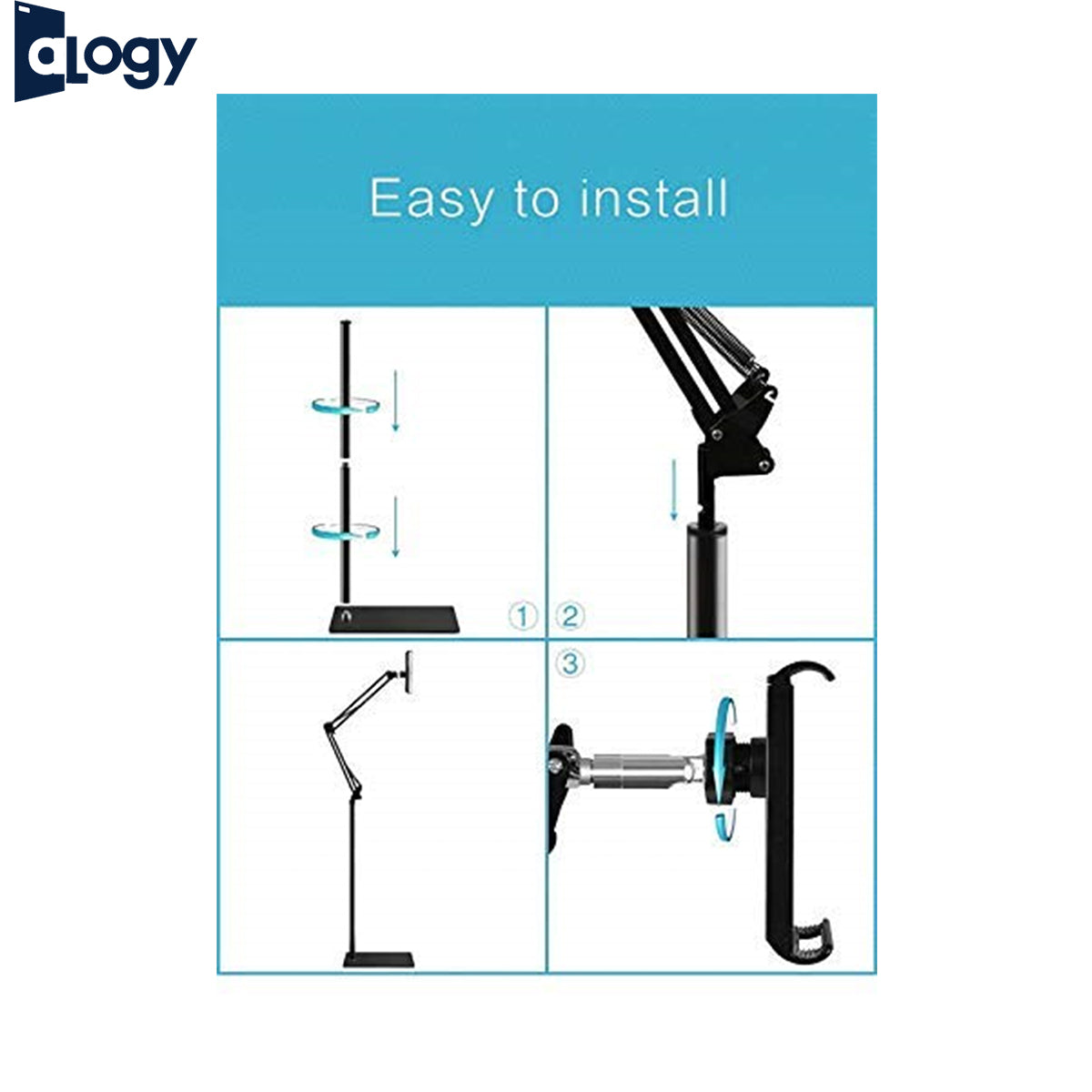 Alogy Hold Up Tabletop, Adjustable Portable Foldable Floor Stand Tablet Mobile Stand Floor Desk Sofa Bed Stand Gooseneck 360 Rotating With ArmStand