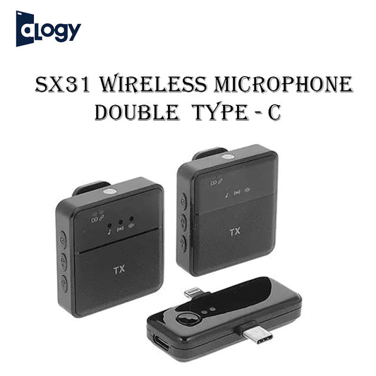 SX31 Double Wireless Microphone 1 Controller 2 Microphone Collar Mic Intelligent Noise Cancellation
