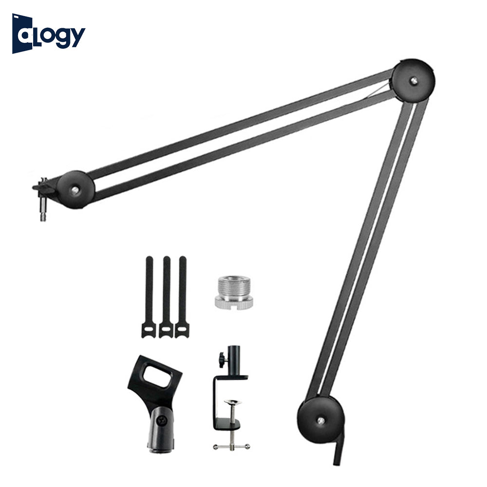 ALOGY High Quality Extendable Recording Microphone Scissor Arm Stand with Microphone Clip Table Mounting Clamp