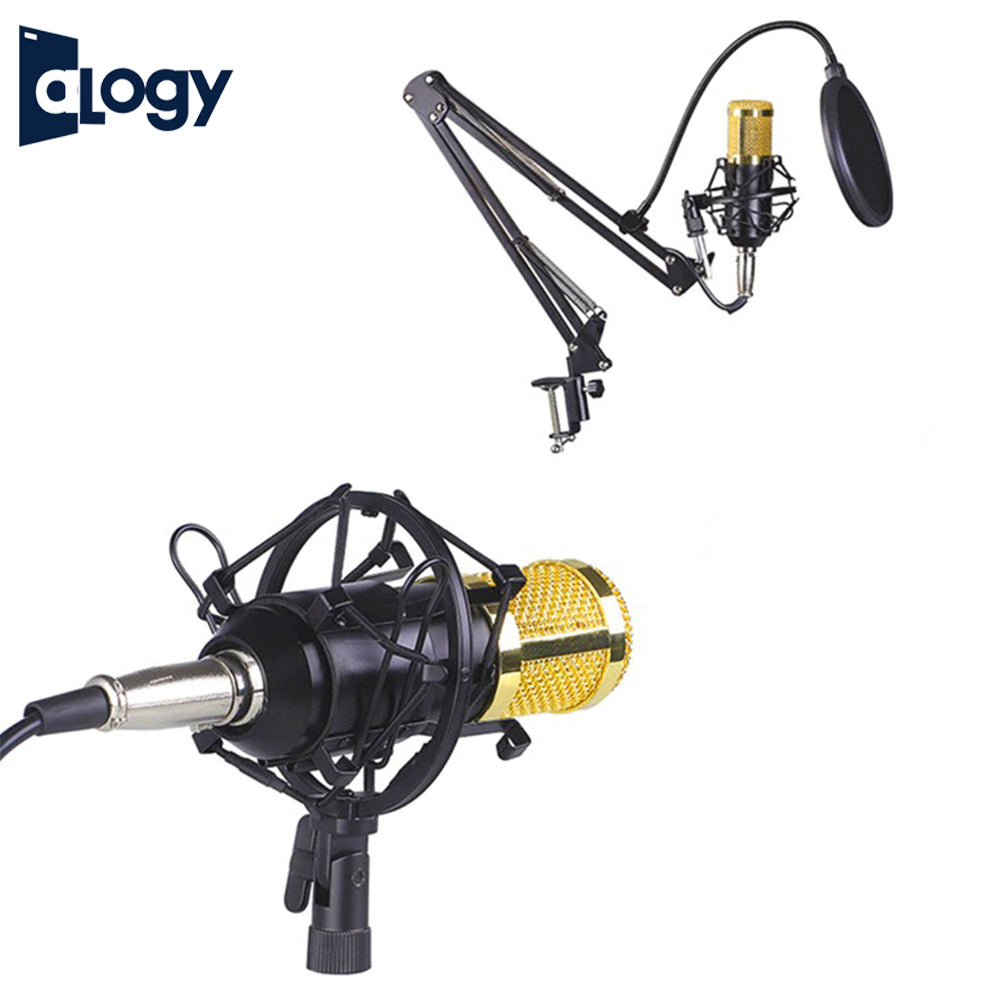 ALOGY Condenser Microphone Kit BM800 Adjustable Mic Suspension Scissor Arm, Shock Mount and Double-Layer Pop Filter for Studio Recording & Broadcasting Live steaming Gaming