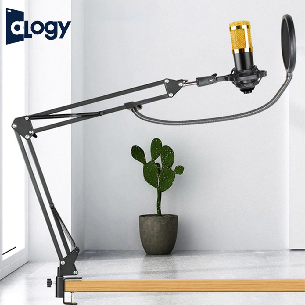 ALOGY Condenser Microphone Kit BM800 Adjustable Mic Suspension Scissor Arm, Shock Mount and Double-Layer Pop Filter for Studio Recording & Broadcasting Live steaming Gaming