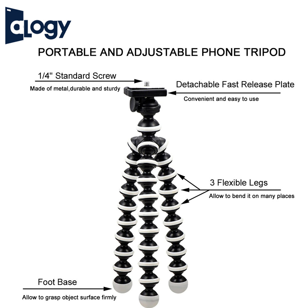 ALOGY LARGE Gorilla Pod Flexible Tripod Stand (8.55 Inches) With Mobile Holder For Mobile Phone DSLR Gopro Digital Camera