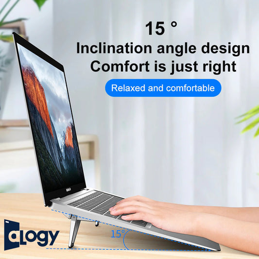 ALOGY Portable Aluminum Foldable Laptop Metal Stand With Adjustable Height With Anti Slip Rubber Grips