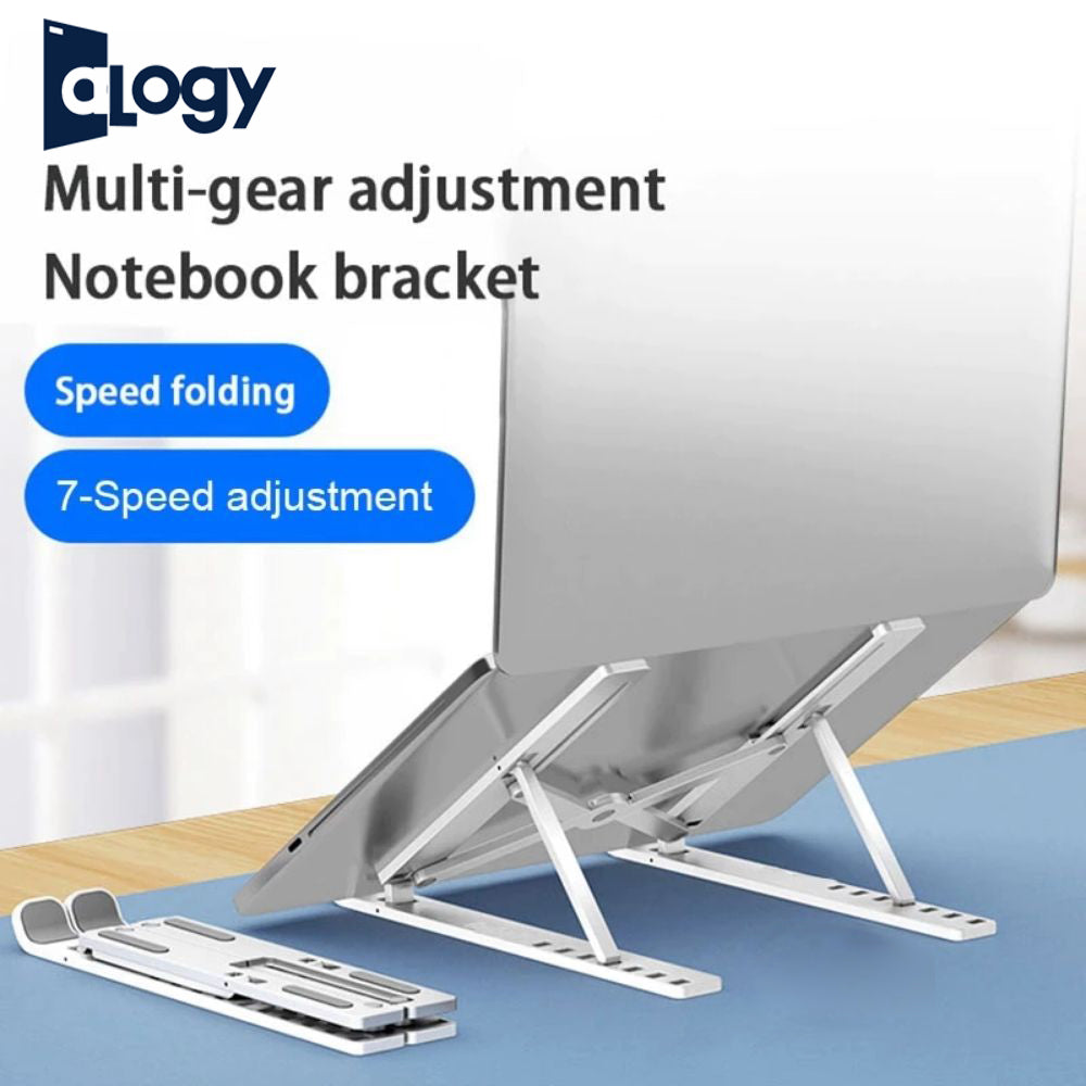 ALOGY Portable Aluminum Foldable Laptop Metal Stand With Adjustable Height With Anti Slip Rubber Grips