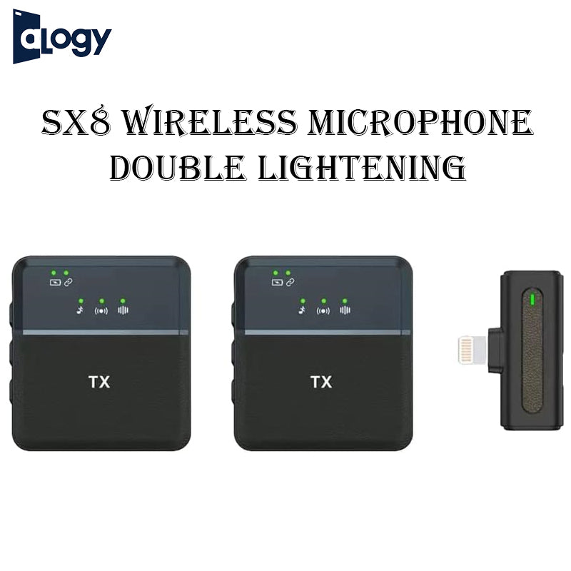 SX8 Double Wireless Microphone 1 Controller 2 Microphone Collar Mic Intelligent Noise Cancellation