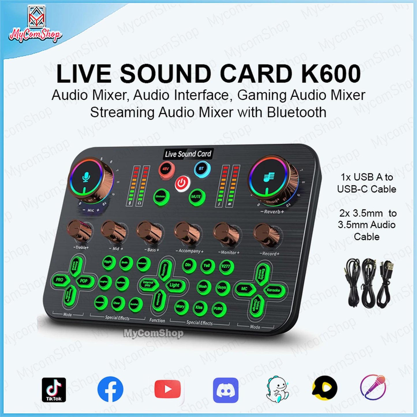 K700 USB Sound Card – Professional Audio Interface for Recording and Streaming