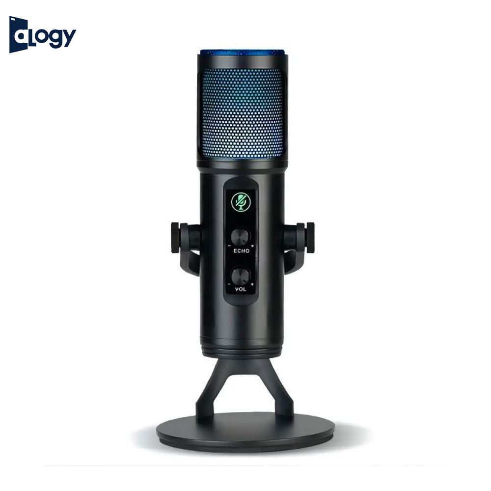 ALOGY Desktop Microphone RGB Condenser Microphone for Recording Professional USB Mic with Earphone for Game Live Broadcast