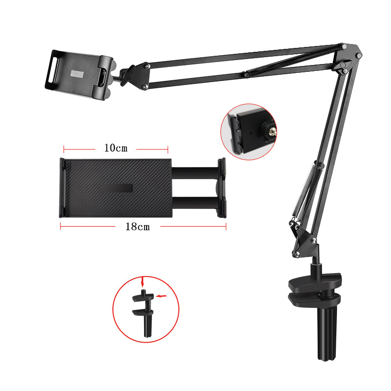 ALOGY Scissor Arm Tablet Ipad Stand 360 Rotatable Adjustable Foldable For Tablet Vlogging With Adjustable Tablet Ipad Holder And Big Size Table Mounting Clamp