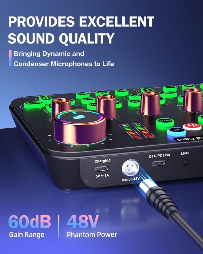 K700 USB Sound Card – Professional Audio Interface for Recording and Streaming