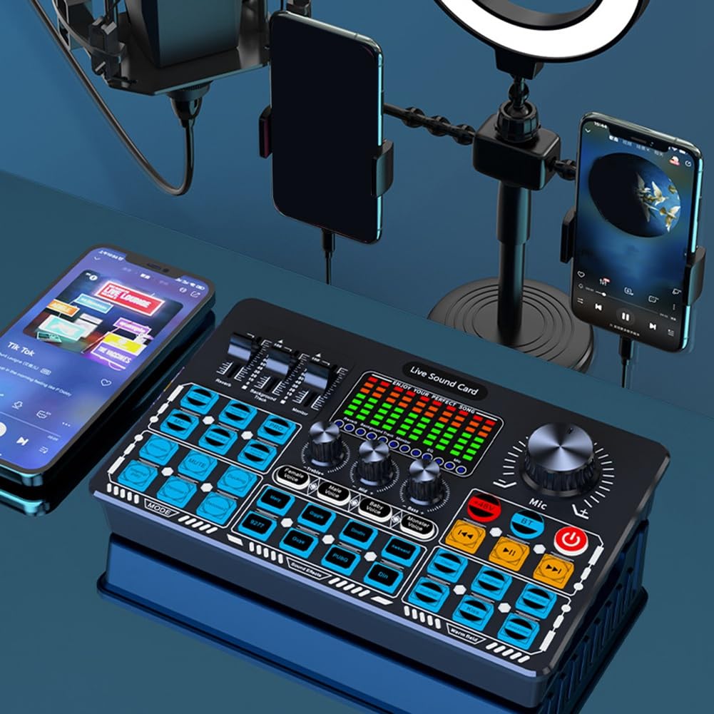 Q6S Live Sound Card Audio Interface | Multi-Function Voice Changer | USB Rechargeable | Bluetooth Compatible | For Streaming, Recording & Gaming