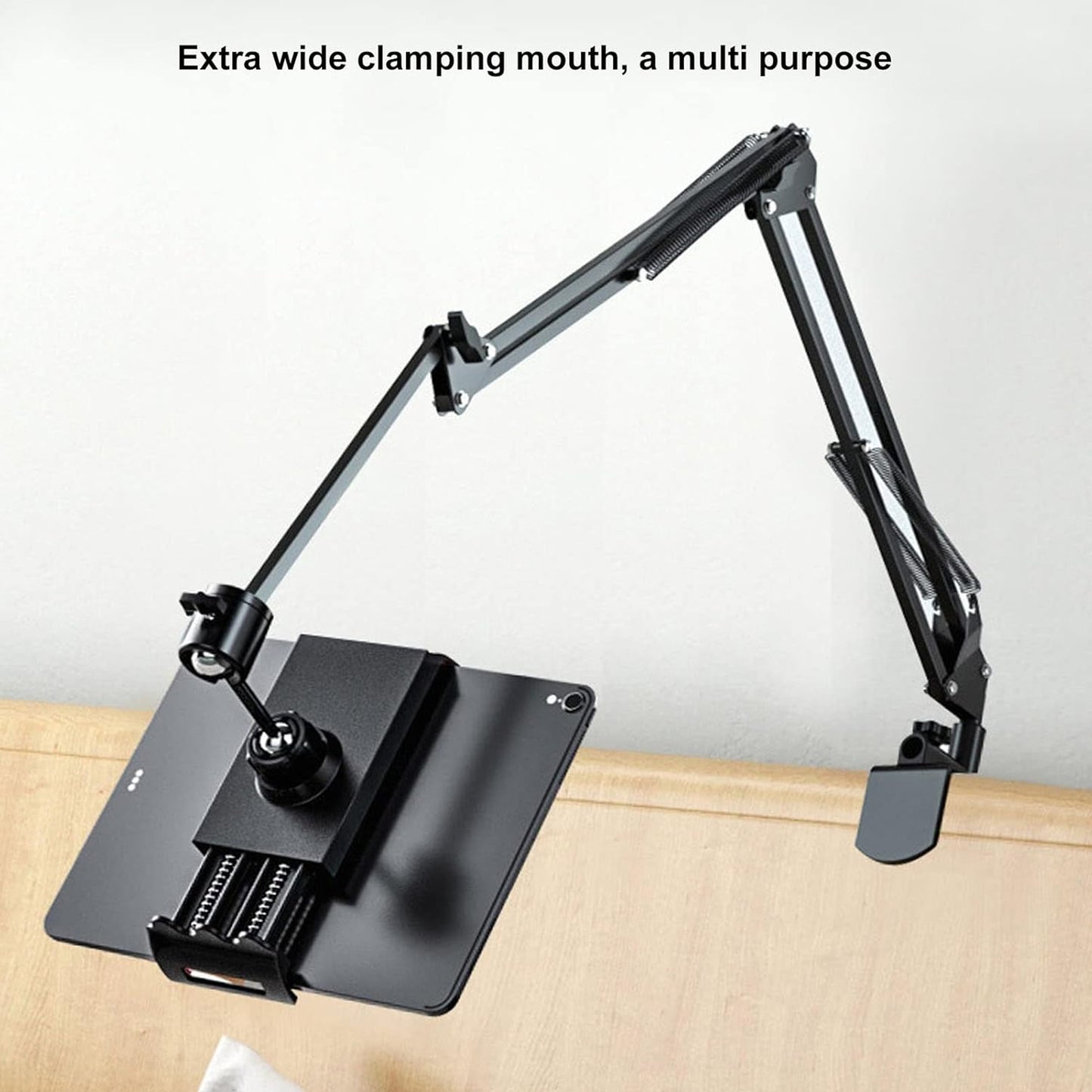 Extendable Scissor Arm Tablet / iPad Stand – Adjustable Table Mount for Recording & Streaming