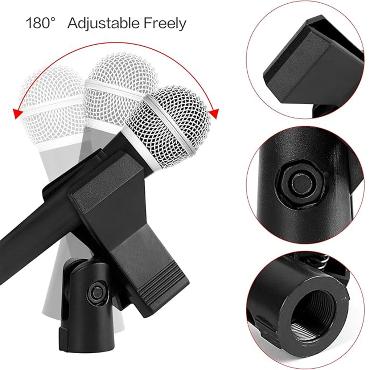 Alogy Microphone Clip Mic Stand Clip Desktop Mic Stand Clip Holder Mic Stand Wireless Microphone Holder Clip Wireless Microphones Clip Universal Adjustable Microphone Butterfly Clip Mic Clip Holder for Mic Stand with 5/8" Male to 3/8" Female Adapter