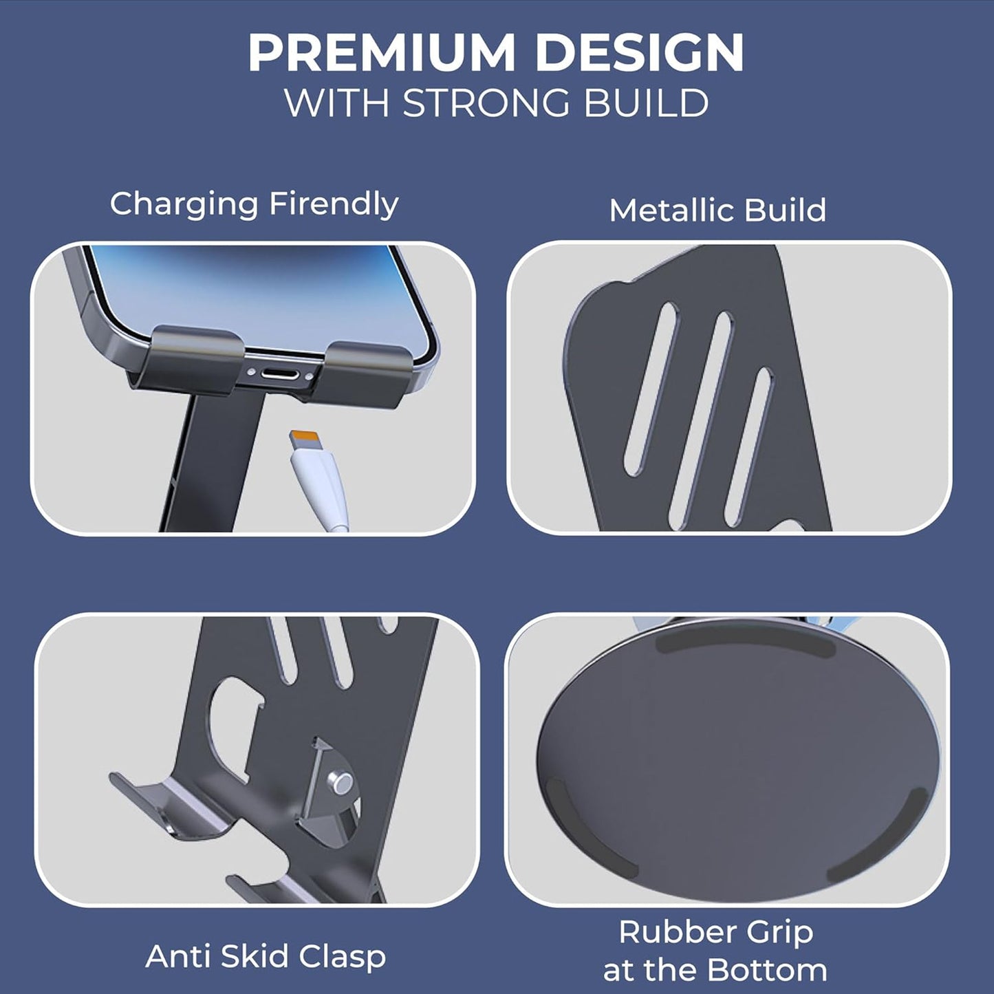 Desktop Metal Mobile Stand with 360° Rotating Base - Space Grey