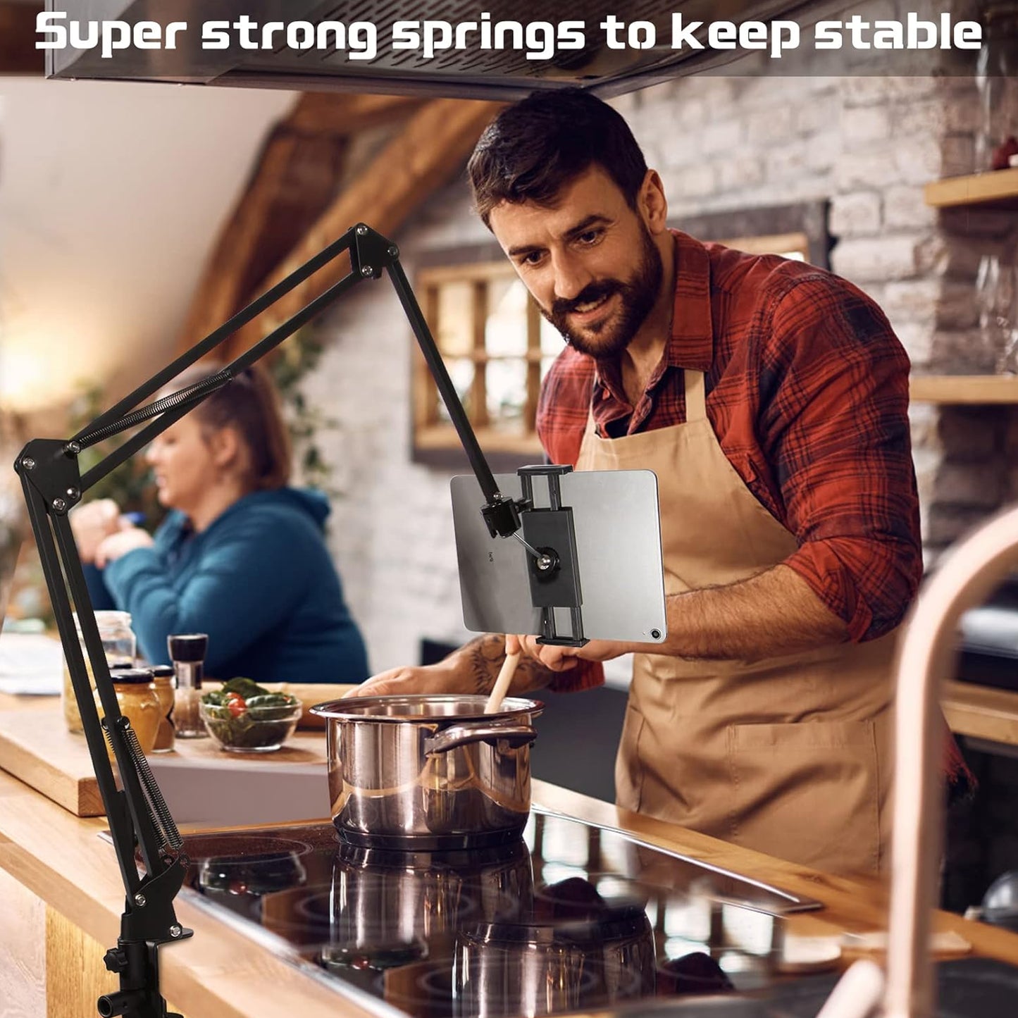 Extendable Scissor Arm Tablet / iPad Stand – Adjustable Table Mount for Recording & Streaming
