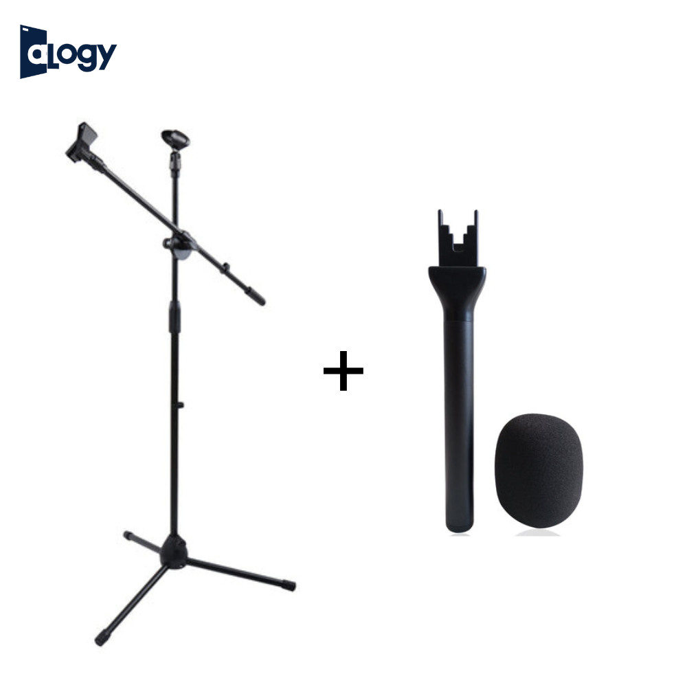Dual Microphone Floor Stand with Mic Handle Adjustable Boom Arm | Tripod Base Mic Holder for Recording & Singing