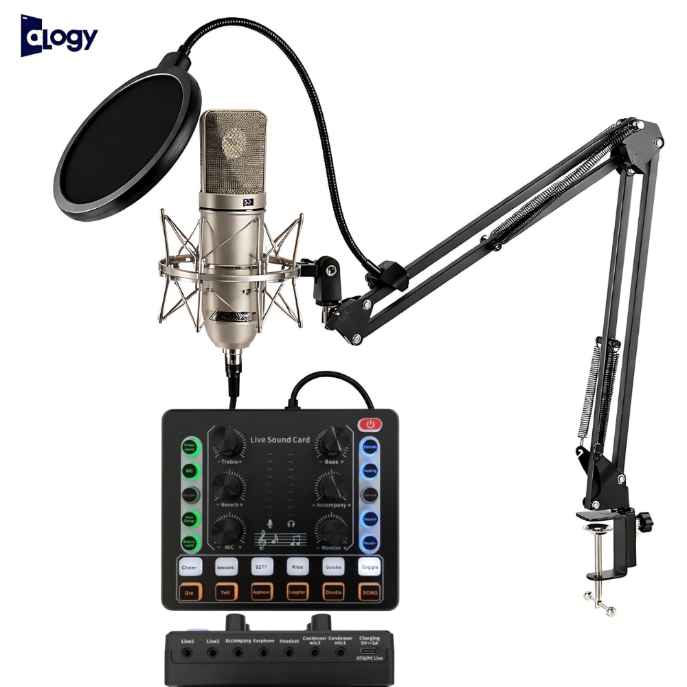 U87 Condenser Microphone with M8 Sound Card – Professional Recording & Live Streaming Bundle