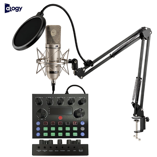 U87 Condenser Microphone with V8S Sound Card – Professional Recording & Live Streaming Bundle