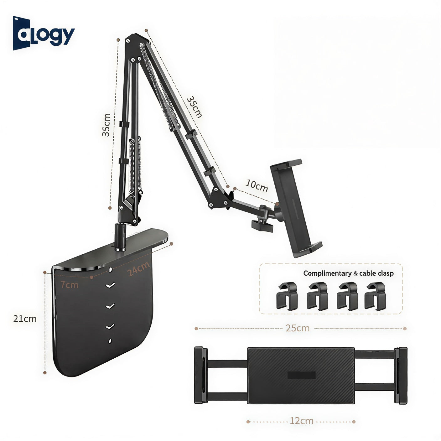 Multifunctional Adjustable Armstand Mobile For Bed/ Sofa Corners - Black