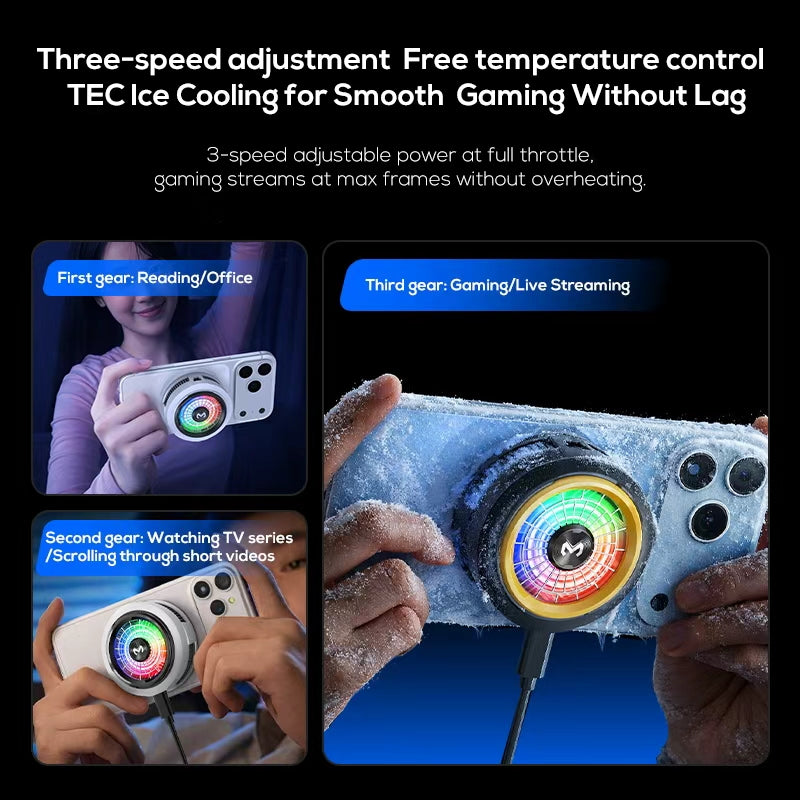 CX20 Mobile Phone Cooler | Fast Cooling Semiconductor Radiator | Silent Fan Cooling Pad for Gaming Smartphones